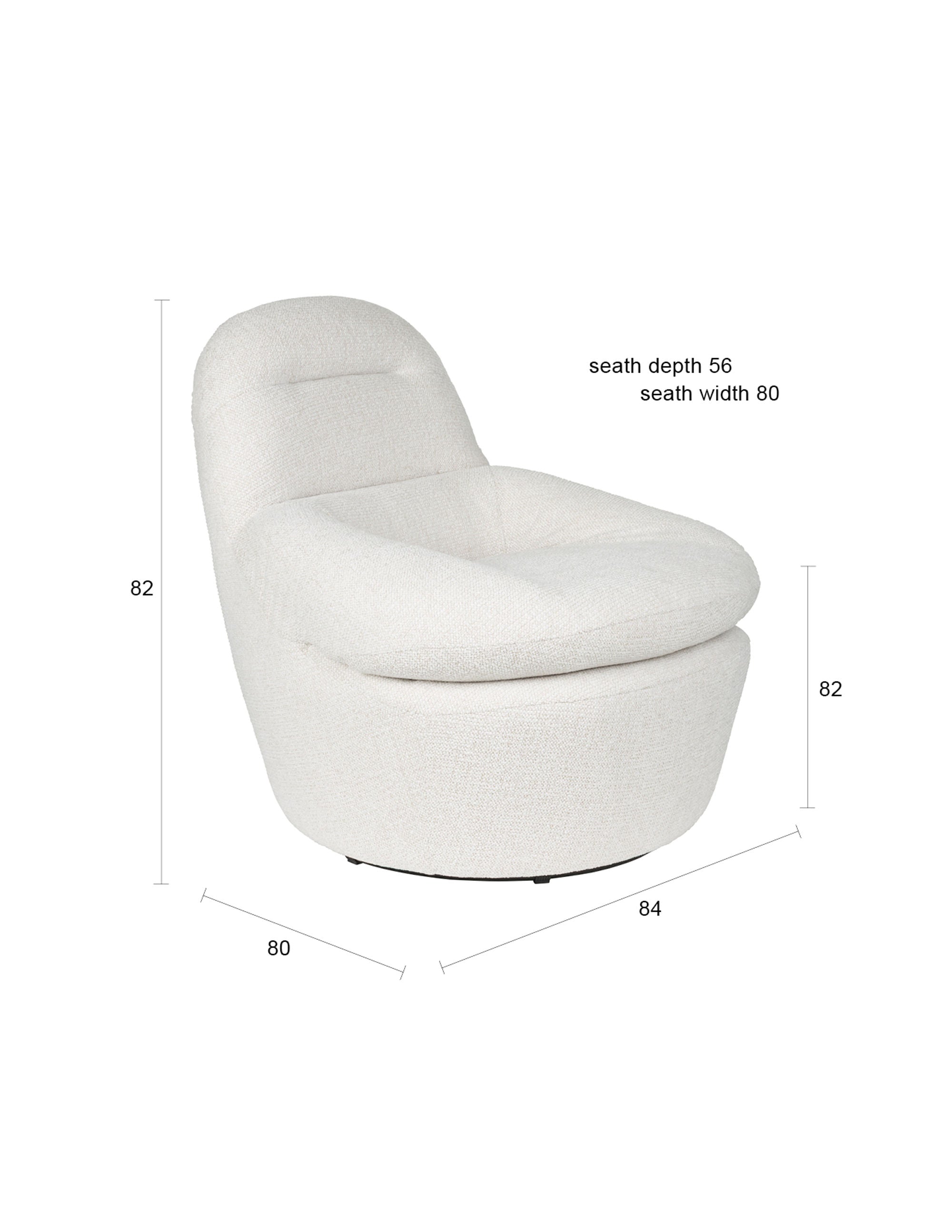 Velvoro White Boucle Swivel Lounge Chair